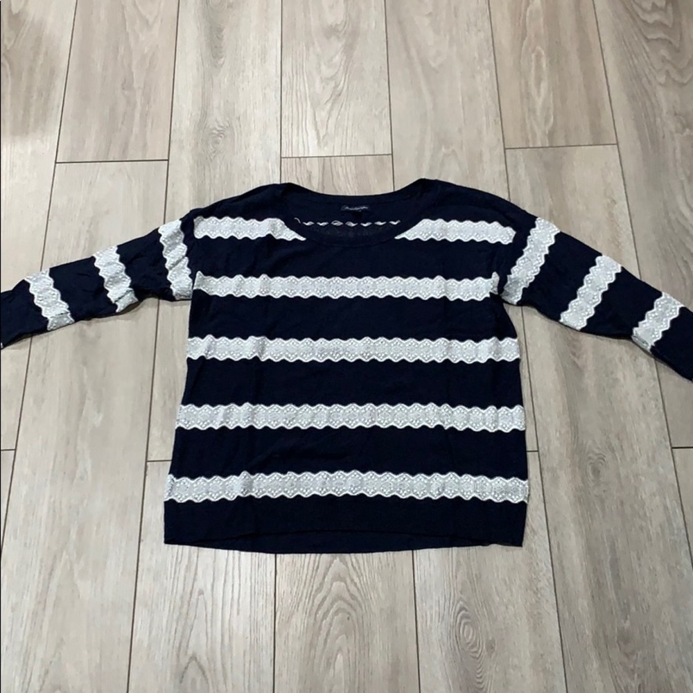 Navy and White Striped sweater